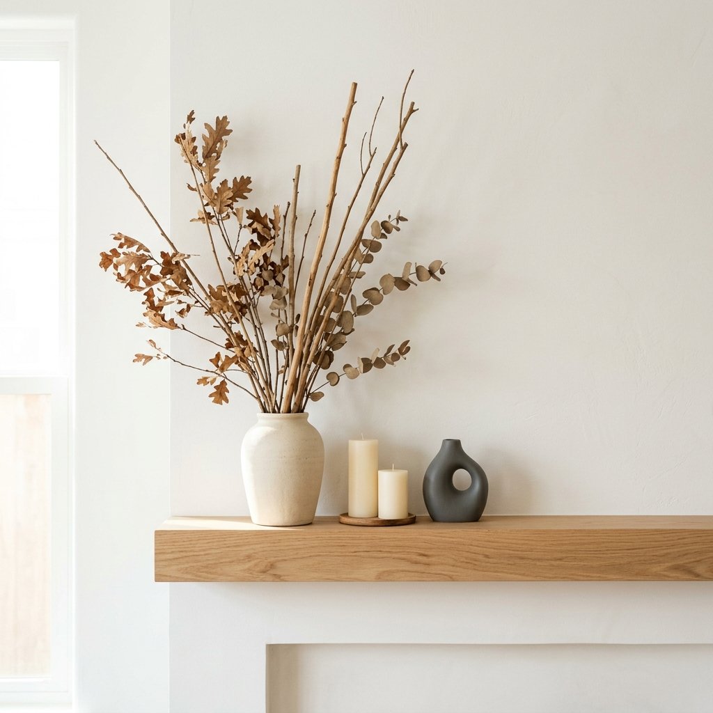 32 Fall Mantle Decor Ideas That Actually Work: Rustic to Modern Styles 5 Branch and Foliage Display Ideas