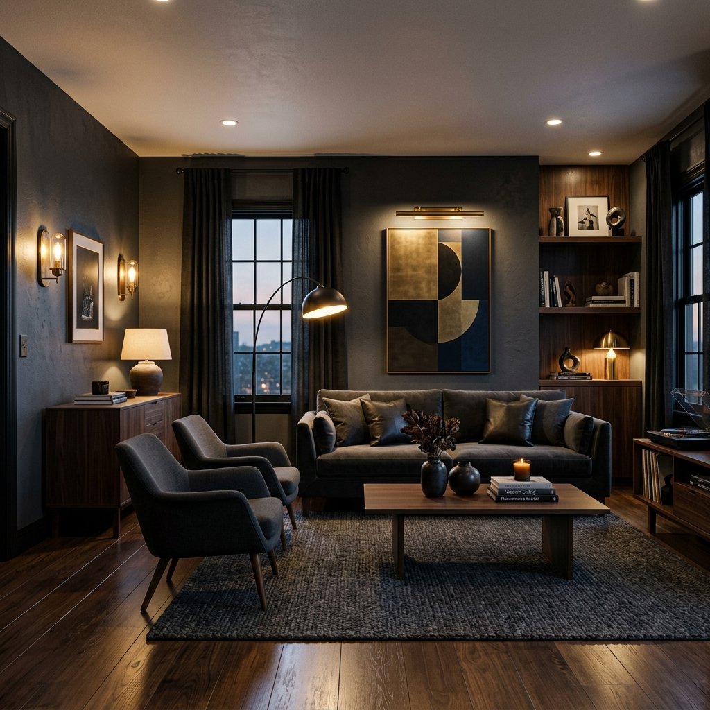 Modern Living Room Color Ideas: 30 Stunning Palettes for Your Home 22 Charcoal for Dark Modern Living Room Color