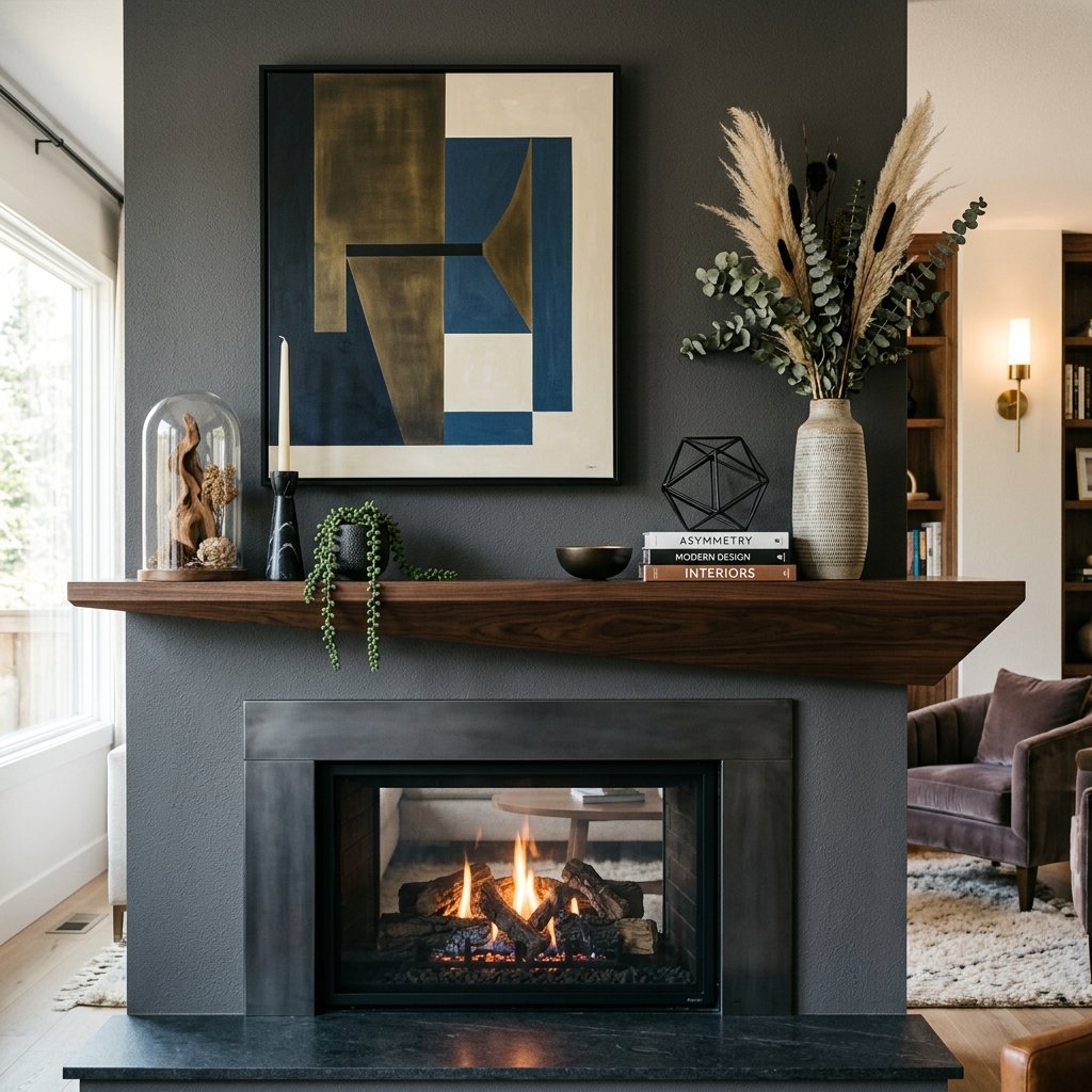 32 Fall Mantle Decor Ideas That Actually Work: Rustic to Modern Styles 32 Asymmetrical Mantle Balance Ideas