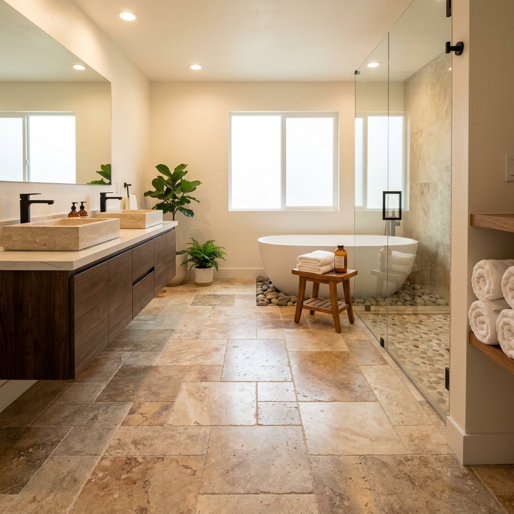 Natural Stone Bathroom Flooring Ideas
