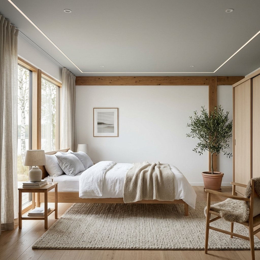 Scandinavian Minimalist Ceiling Bedroom Design