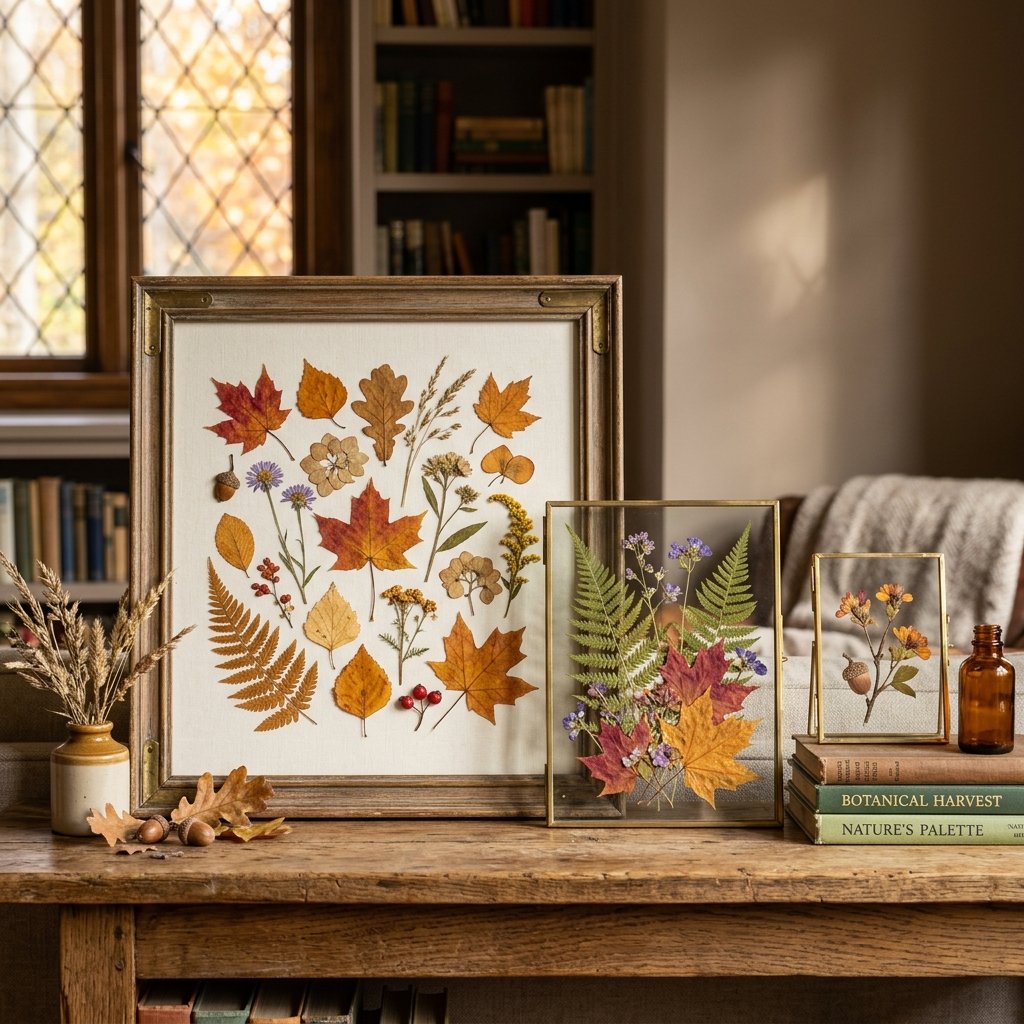 Pressed Leaves and Botanical Fall Arrangement
