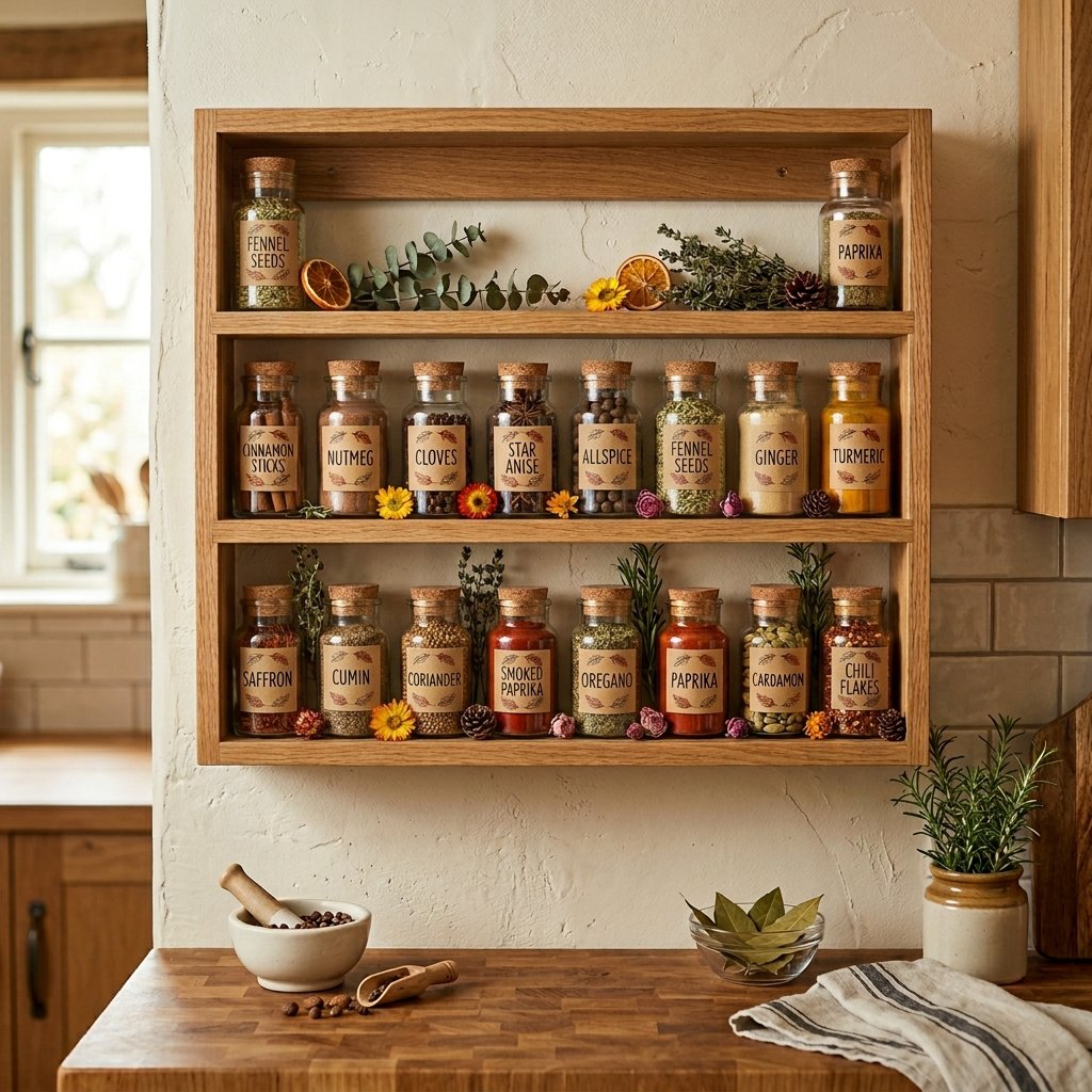 32 Fall Kitchen Decor Ideas: Transform Your Space Into Autumn's Coziest Room 29 Autumn Spice Rack Styling Ideas