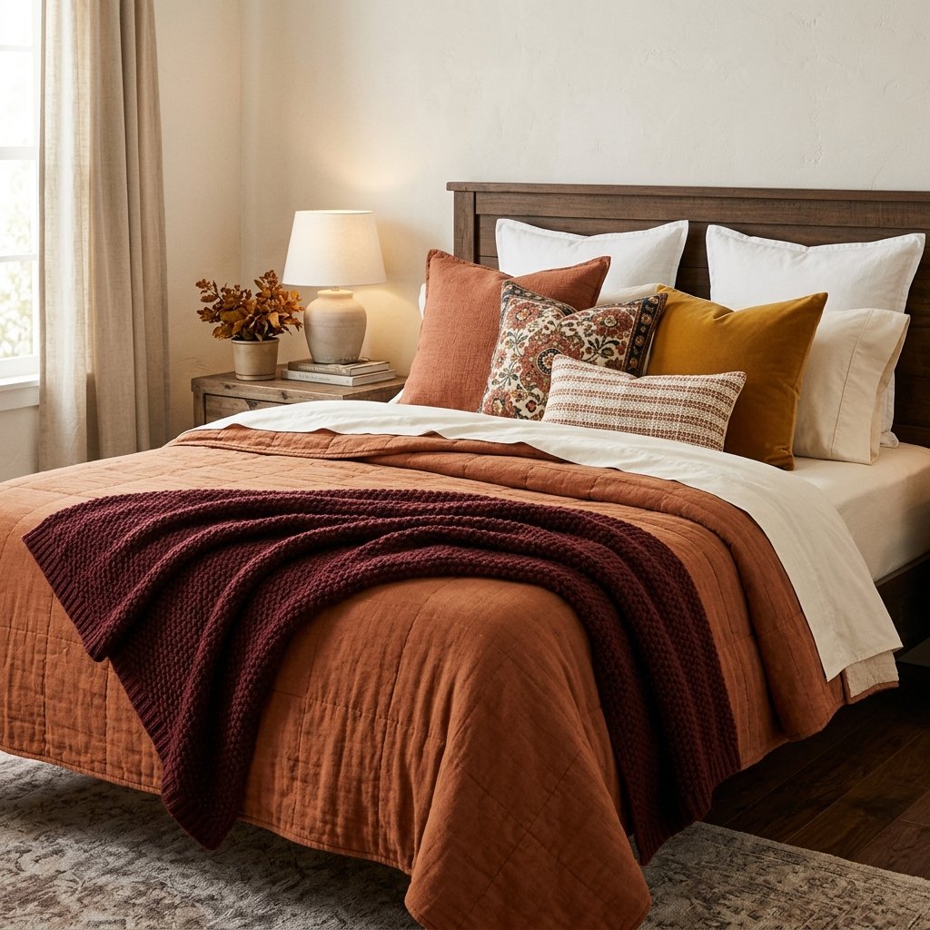 31 Fall Themed Bedroom: Transform Your Space Into a Cozy Autumn Sanctuary 10 Fall Bedding Style Ideas