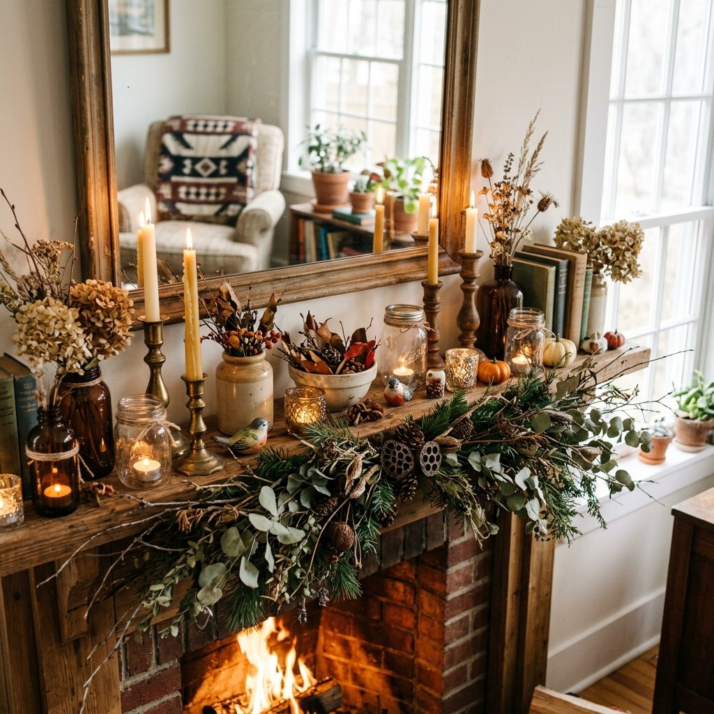 32 Fall Mantle Decor Ideas That Actually Work: Rustic to Modern Styles 13 Budget-Friendly Fall Mantle decor Ideas