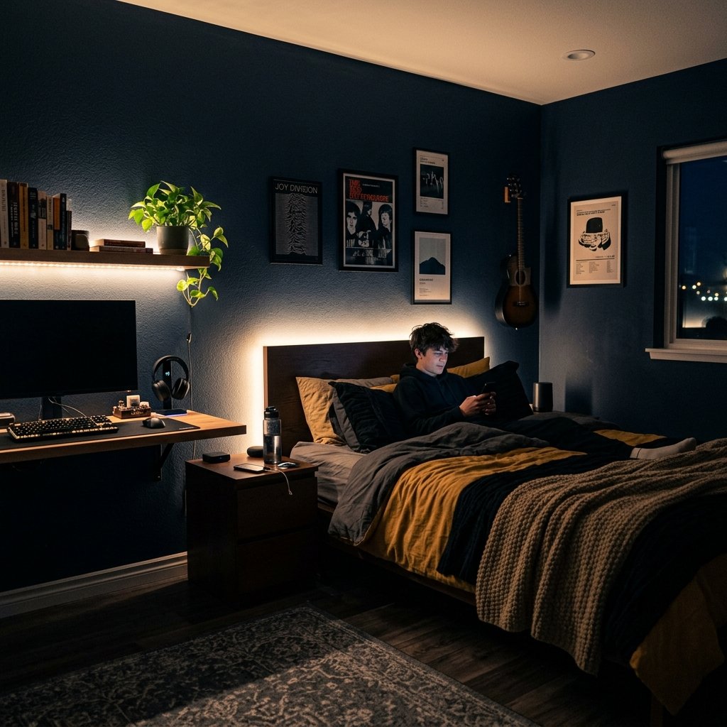 27 Teen Boy Bedroom Ideas That Actually Look Cool in Real Life 12 LED Strip Lighting Boy Bedroom Ideas