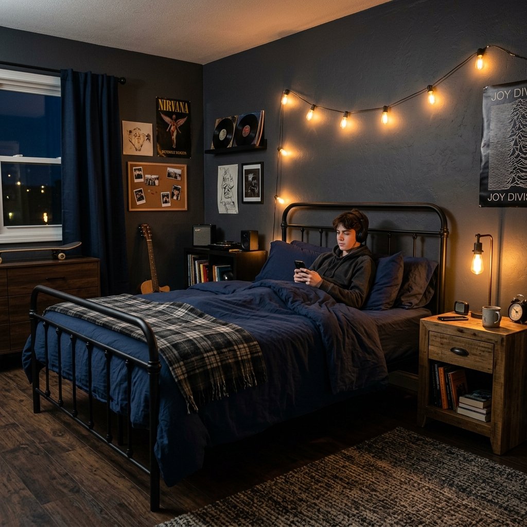 27 Teen Boy Bedroom Ideas That Actually Look Cool in Real Life 2 Dark and Moody Boy Bedroom Ideas