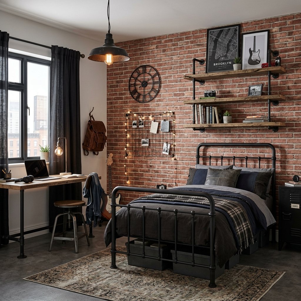 27 Teen Boy Bedroom Ideas That Actually Look Cool in Real Life 7 Industrial Style Boy Bedroom Ideas