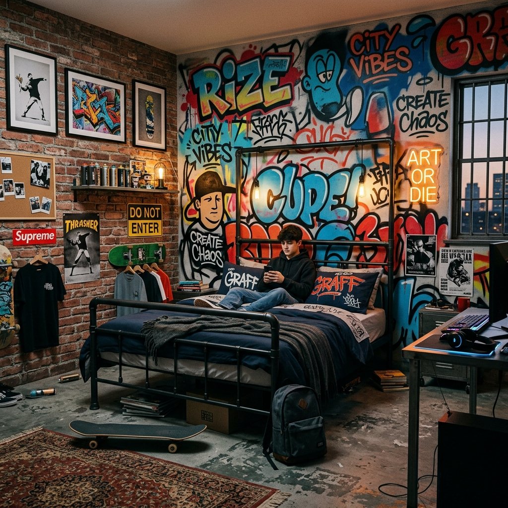 27 Teen Boy Bedroom Ideas That Actually Look Cool in Real Life 28 Street Art and Graffiti Boy Bedroom Ideas