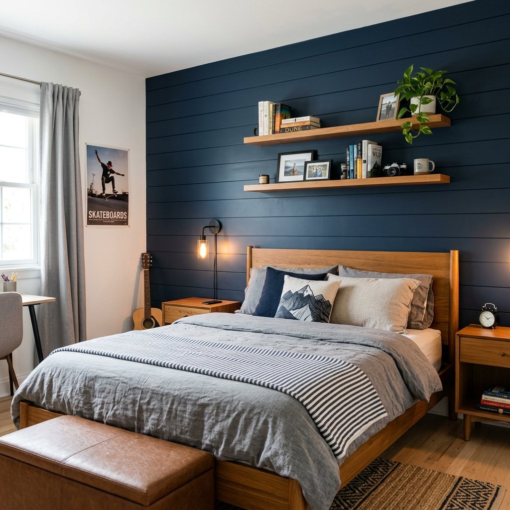 27 Teen Boy Bedroom Ideas That Actually Look Cool in Real Life 26 Boy Bedroom Accent Wall Ideas