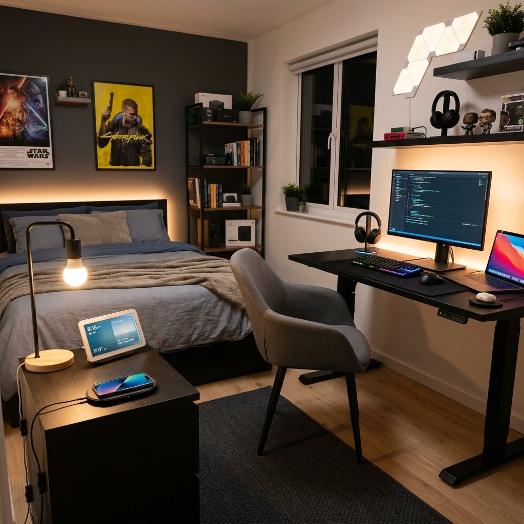 27 Teen Boy Bedroom Ideas That Actually Look Cool in Real Life 22 Smart Tech Boy Bedroom Ideas