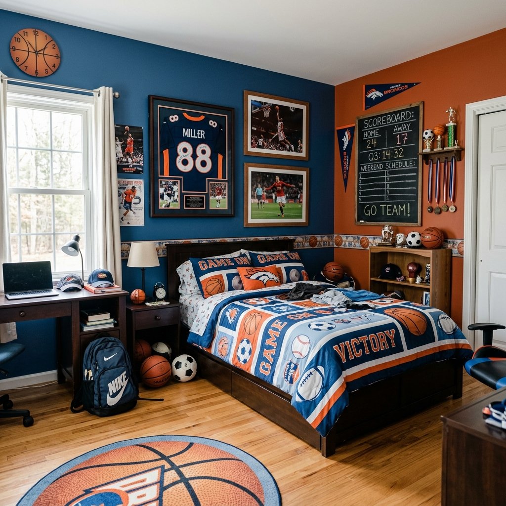 27 Teen Boy Bedroom Ideas That Actually Look Cool in Real Life 8 Sports Themed Boy Bedroom Ideas