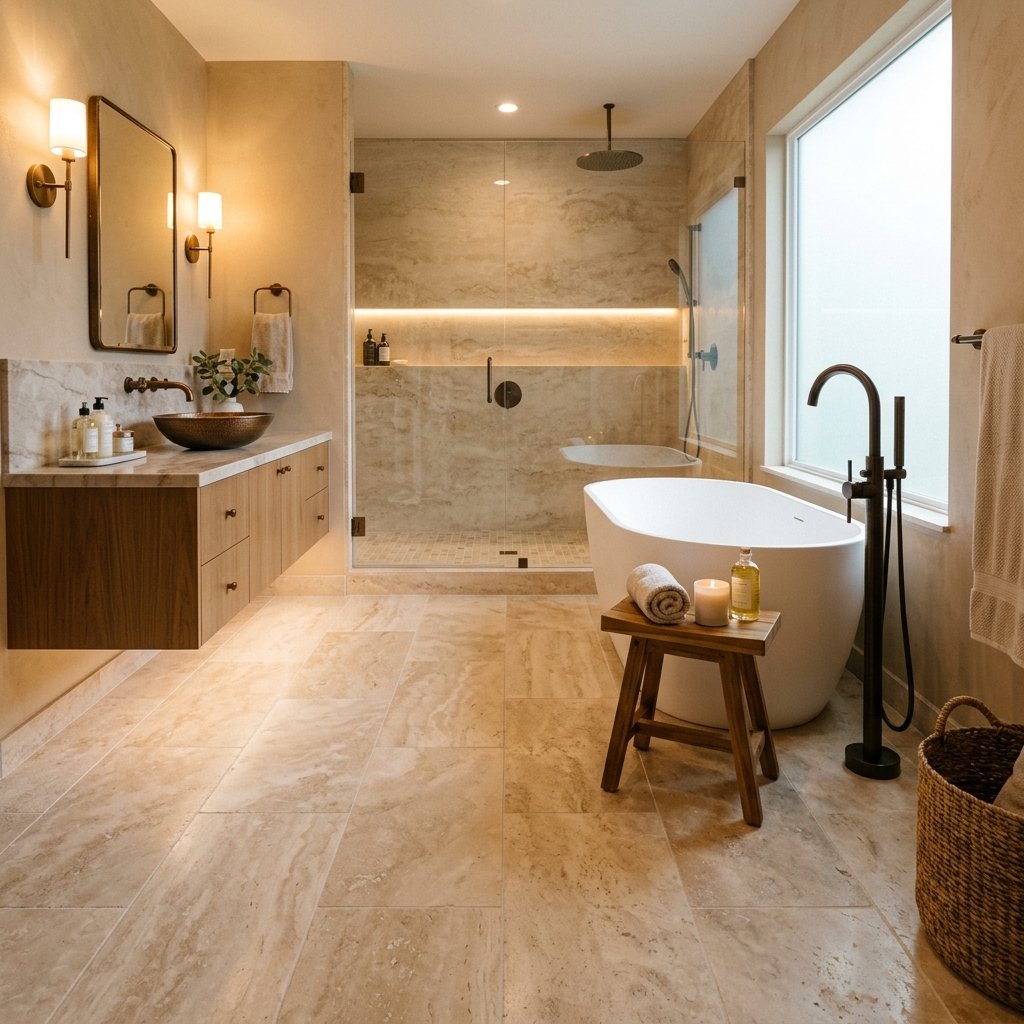 Travertine Bathroom Flooring Ideas