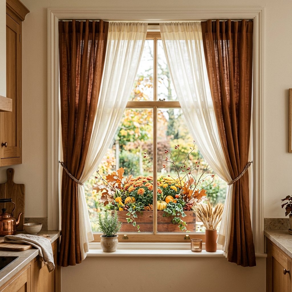 32 Fall Kitchen Decor Ideas: Transform Your Space Into Autumn's Coziest Room 18 Autumn Kitchen Window Treatment Ideas