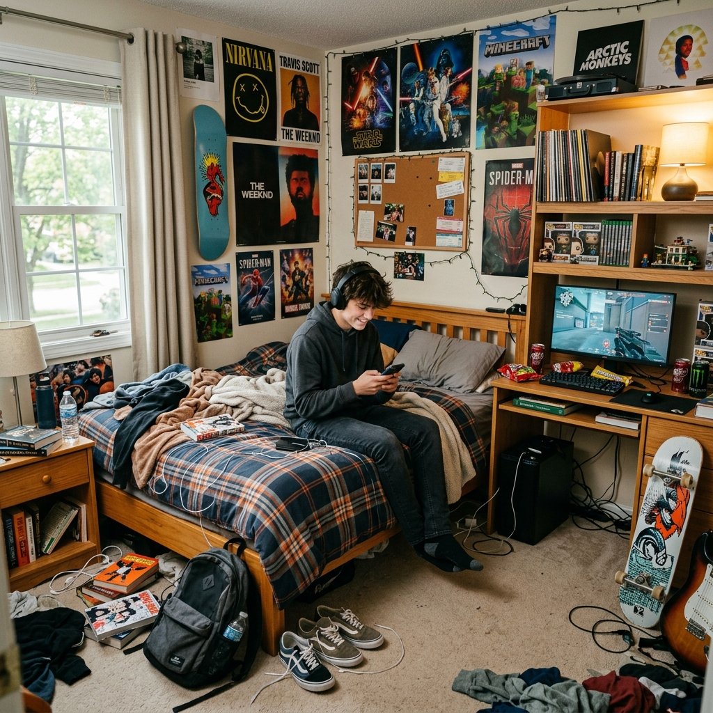 teen boy bedroom