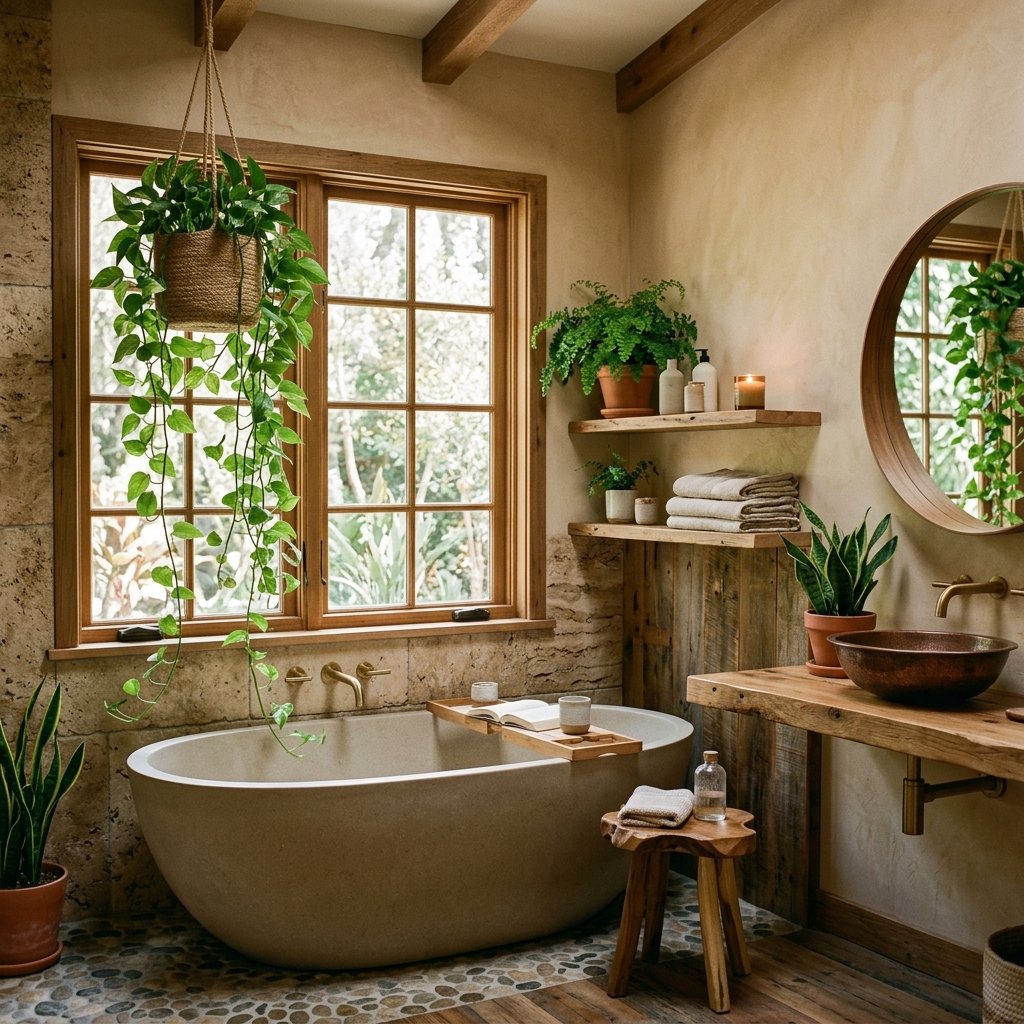 27 Wabi Sabi Bathroom Ideas That Feel Calm, Raw & Beautiful 16 Biophilic Bathroom Design Ideas