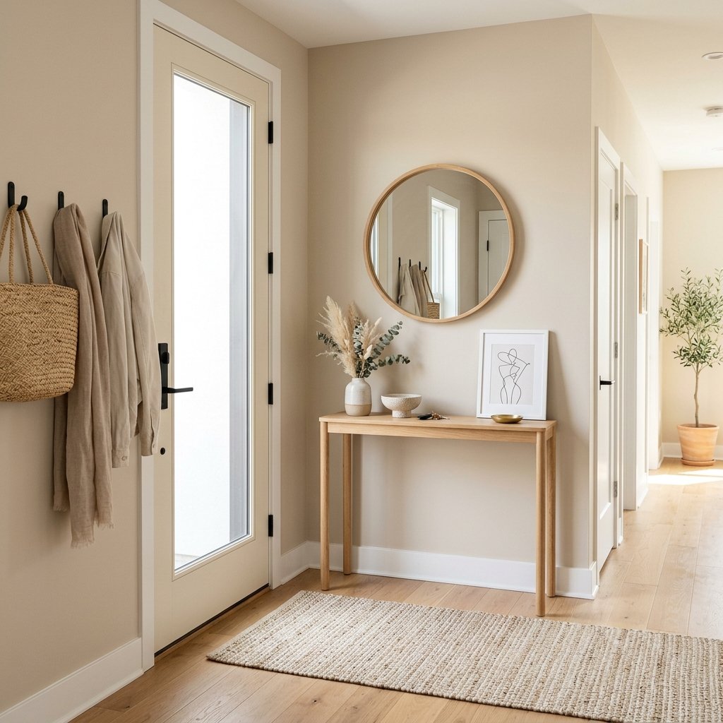 34 Flat Entrance Decor Ideas That Make Tiny Spaces Feel Huge 31 Neutral Tone Entryway Ideas