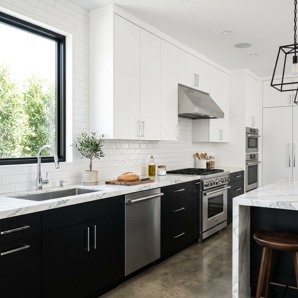 23 Modern Kitchen Color Combinations Ideas You'll Want to Pin Now 4 Black and White Contrast Kitchen Ideas