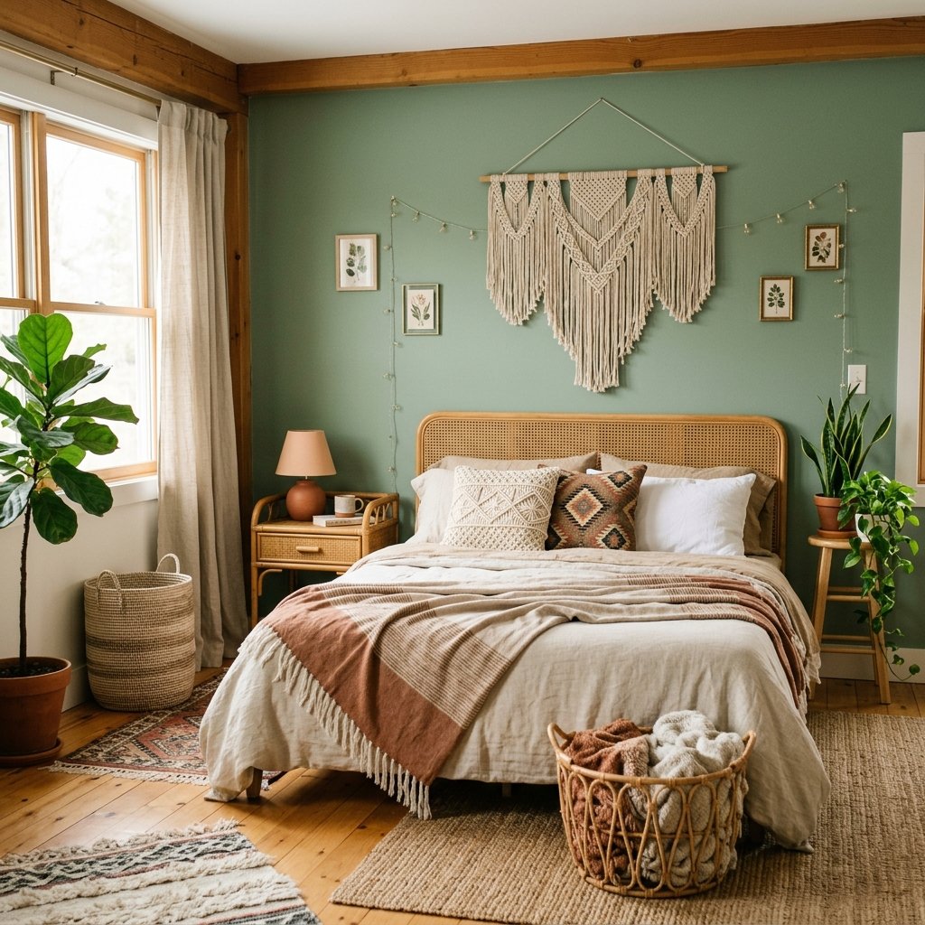 33 Sage Green Bedroom Ideas You'll Want to Pin Now 20 Boho Sage Green Bedroom Idea