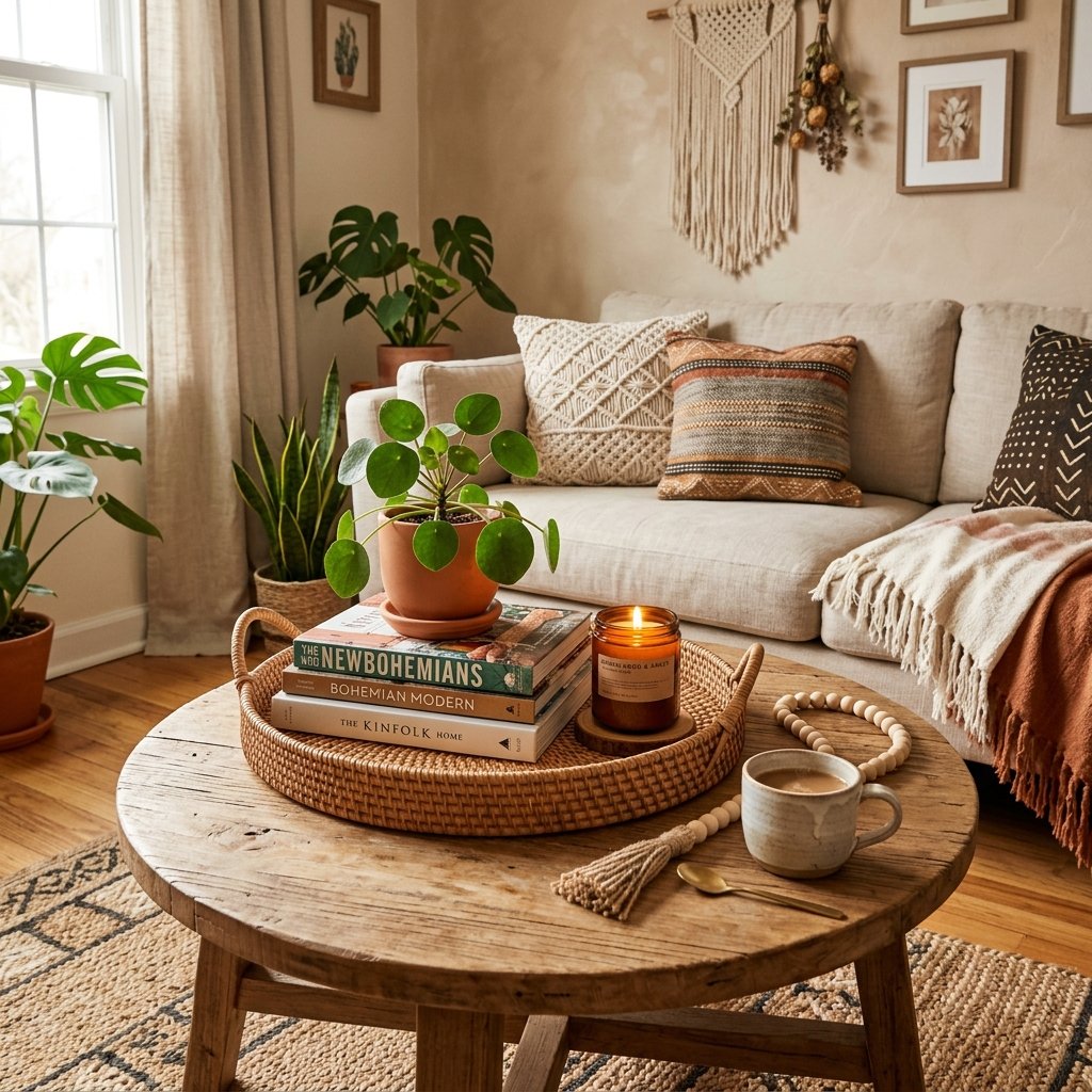 27 Dreamy Cozy Boho Living Room Ideas to Save & Try Today 17 Boho Coffee Table Styling Ideas
