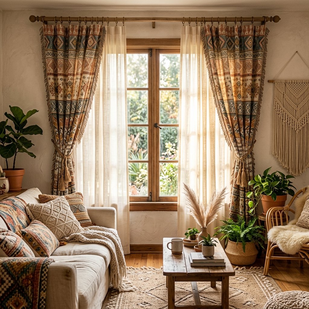 27 Dreamy Cozy Boho Living Room Ideas to Save & Try Today 11 Boho Curtain Ideas