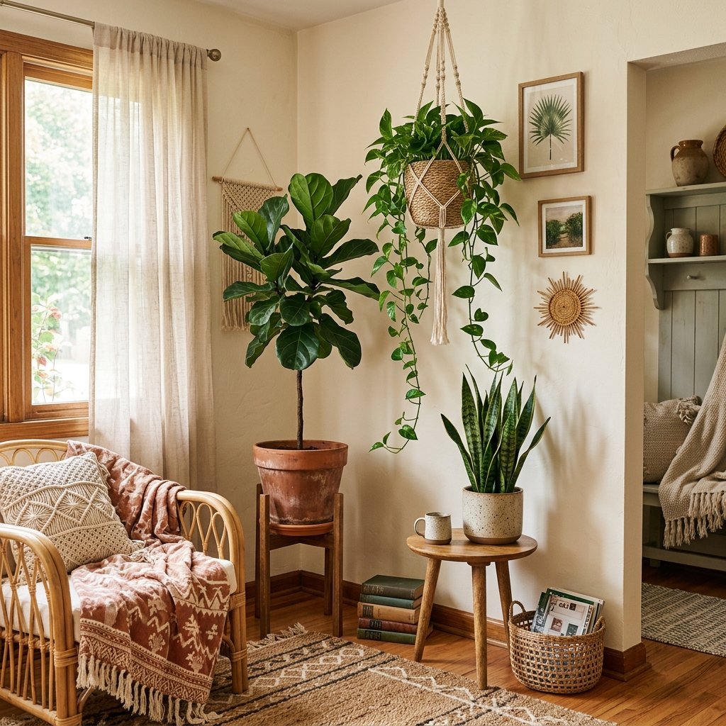 27 Dreamy Cozy Boho Living Room Ideas to Save & Try Today 13 Boho Plant Styling Ideas