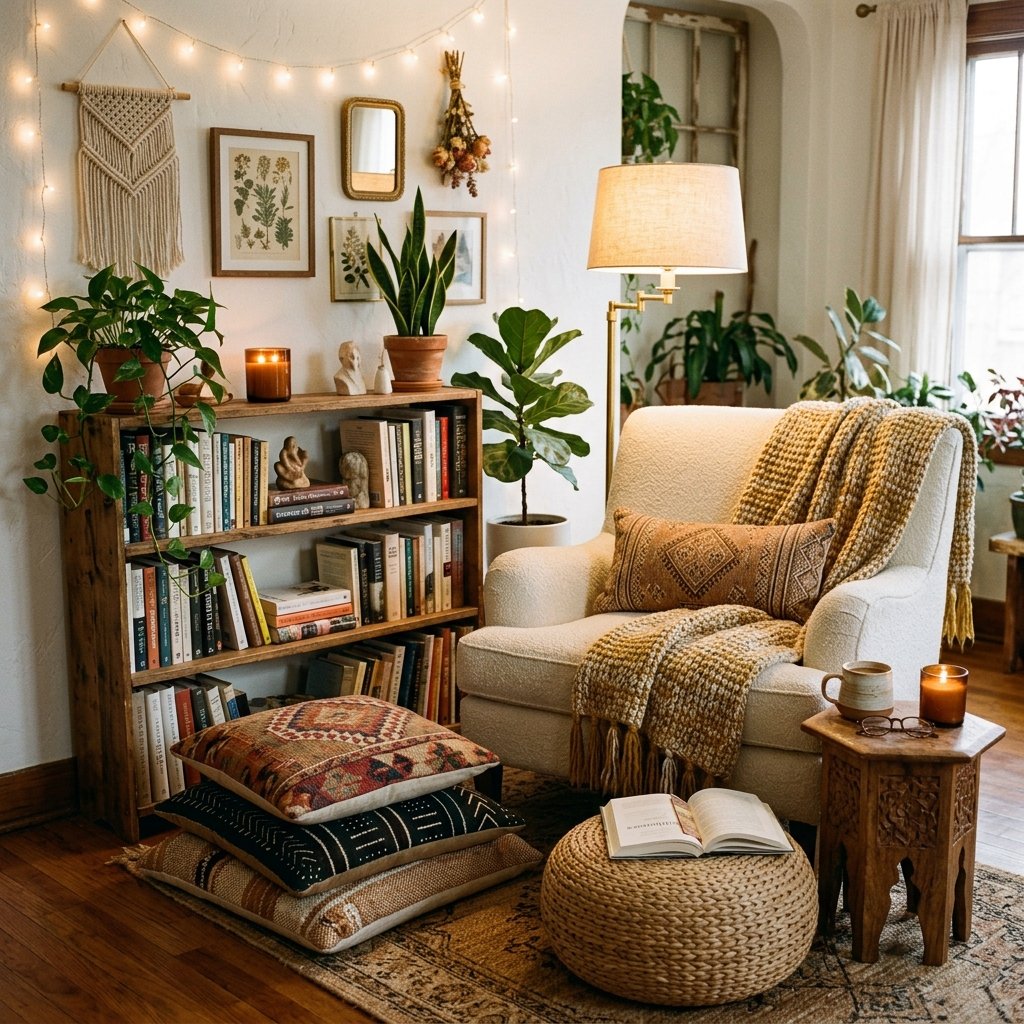 27 Dreamy Cozy Boho Living Room Ideas to Save & Try Today 24 Boho Reading Nook Ideas