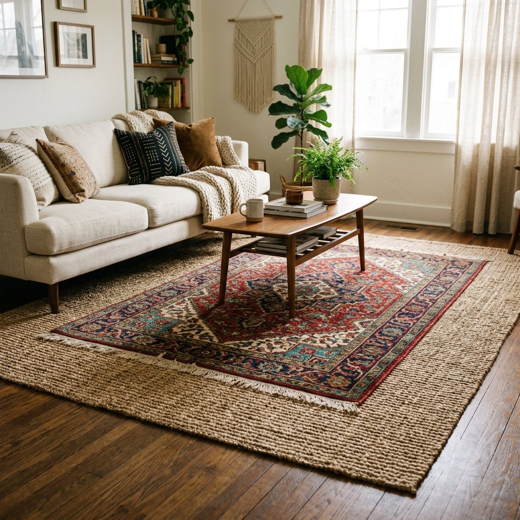27 Dreamy Cozy Boho Living Room Ideas to Save & Try Today 2 Boho Rug Layering Ideas