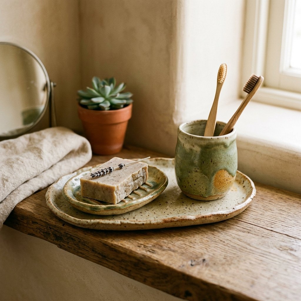 27 Wabi Sabi Bathroom Ideas That Feel Calm, Raw & Beautiful 4 Handmade Ceramic Bathroom Accessories Ideas
