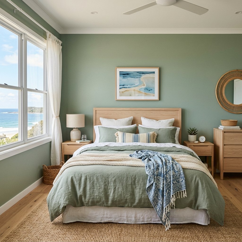 33 Sage Green Bedroom Ideas You'll Want to Pin Now 23 Coastal Sage Green Bedroom Idea