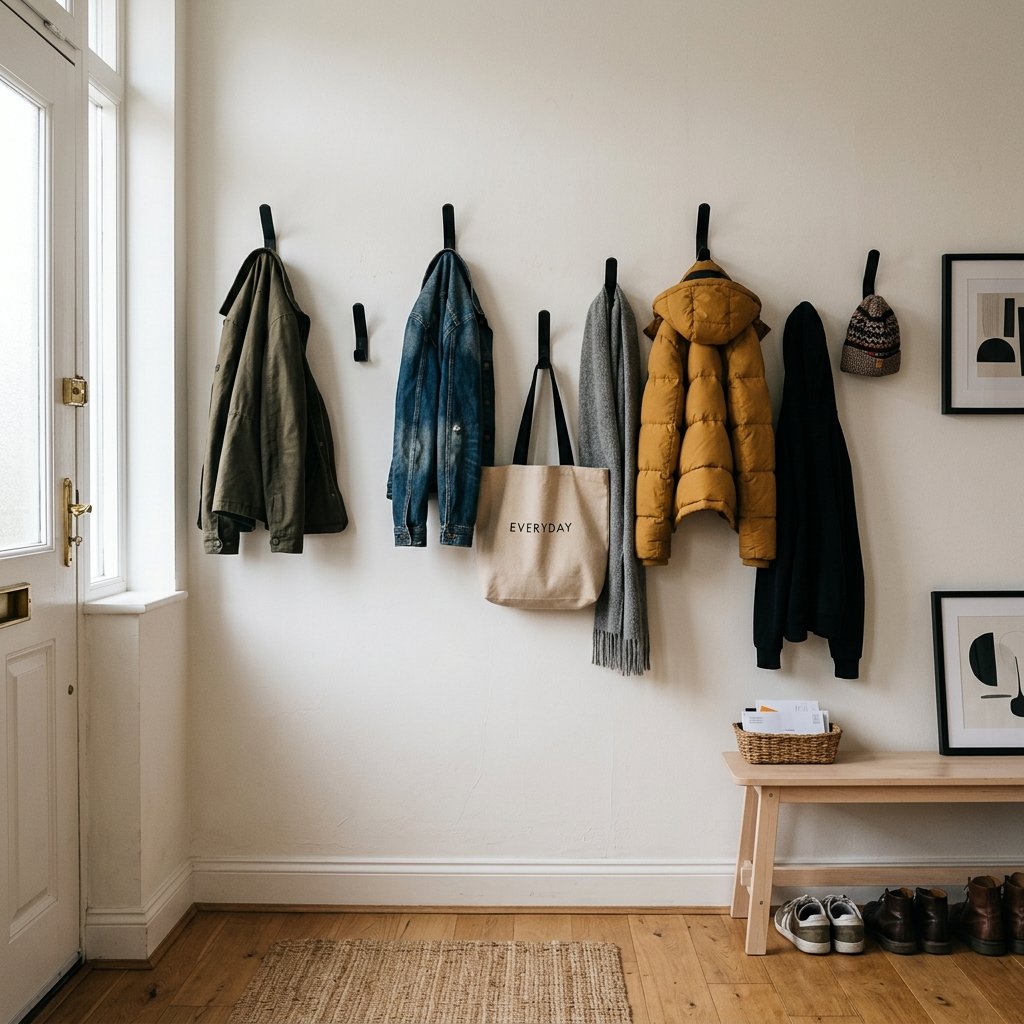 34 Flat Entrance Decor Ideas That Make Tiny Spaces Feel Huge 6 Coat Hook Arrangement Ideas