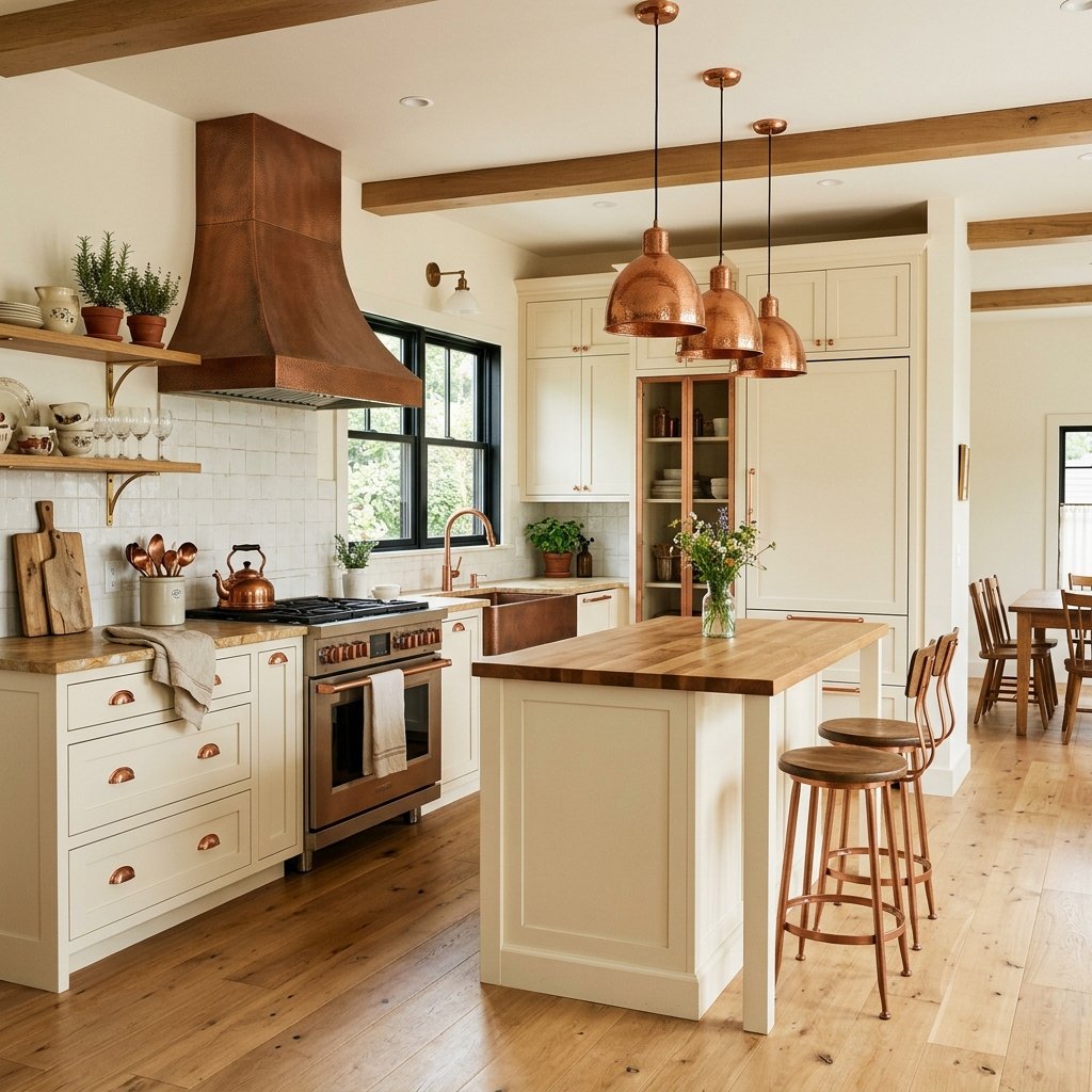 23 Modern Kitchen Color Combinations Ideas You'll Want to Pin Now 21 Cream and Copper Kitchen Ideas