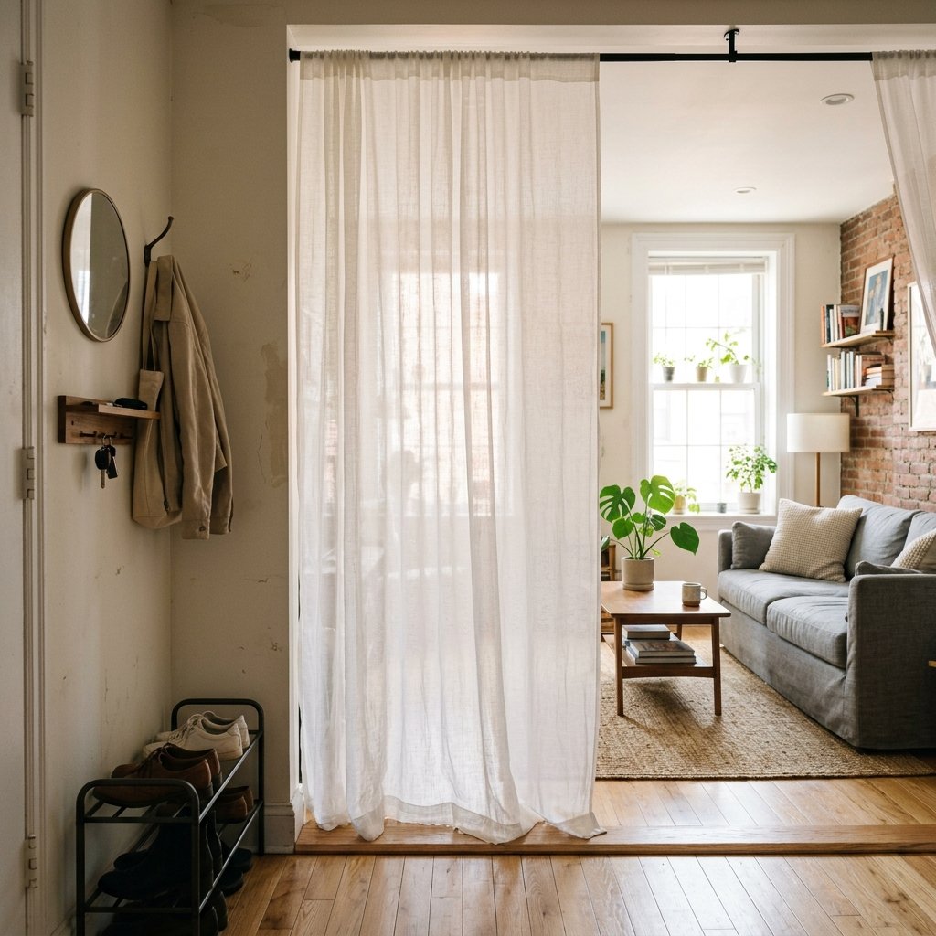34 Flat Entrance Decor Ideas That Make Tiny Spaces Feel Huge 25 Entryway Curtain Divider Ideas