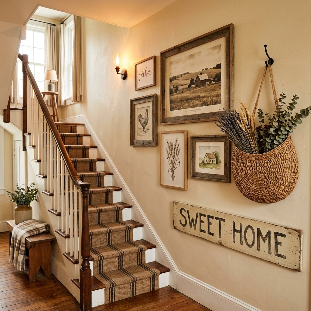 Farmhouse Staircase Wall Ideas