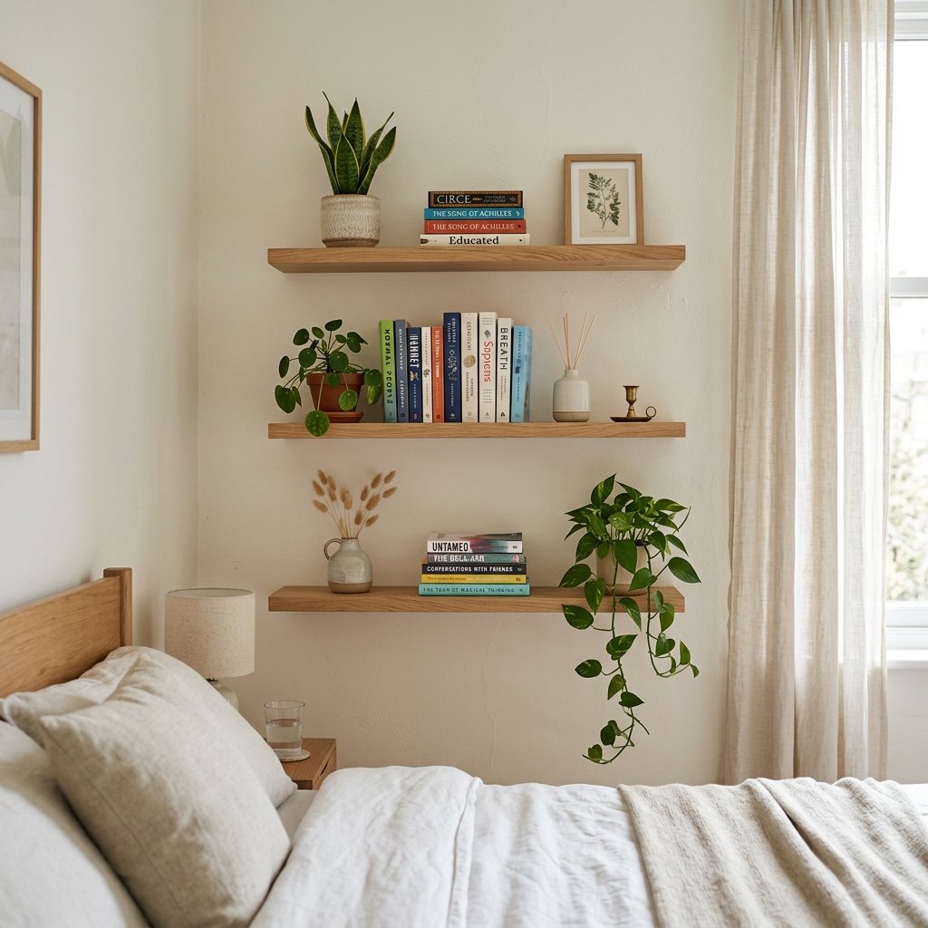 27 Luxurious Bedroom Ideas: Cozy, Glam & Modern Inspiration 26 Floating Shelf Display Ideas