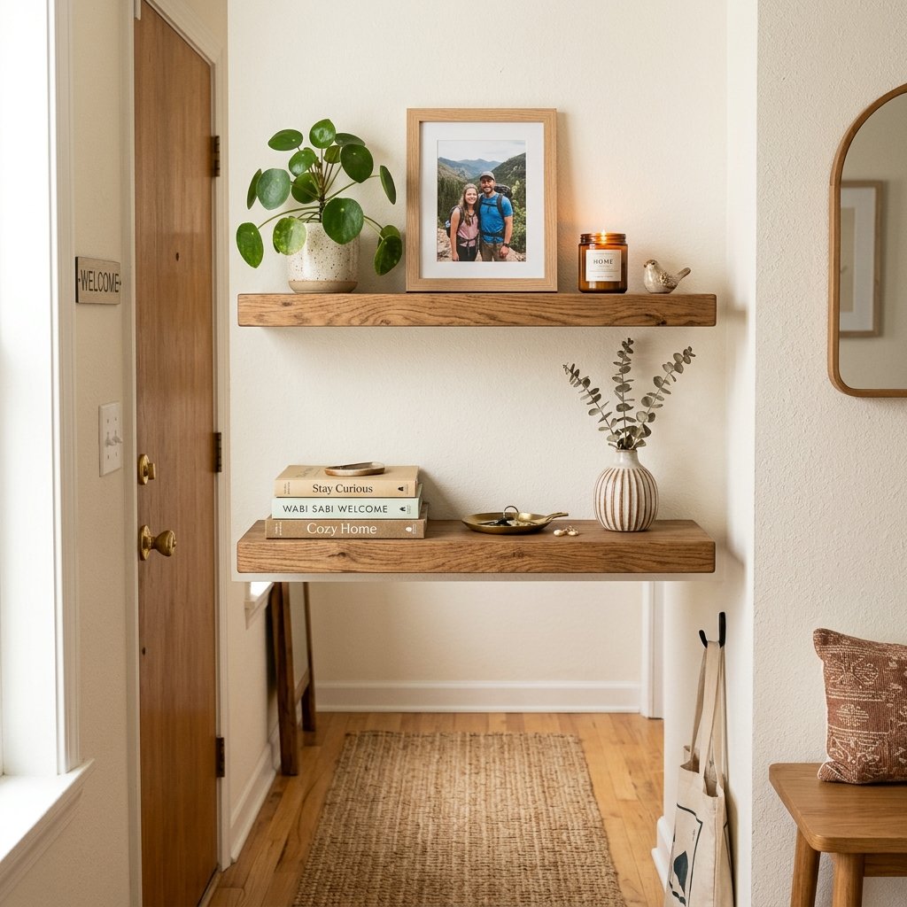 34 Flat Entrance Decor Ideas That Make Tiny Spaces Feel Huge 5 Floating Shelf Display Ideas