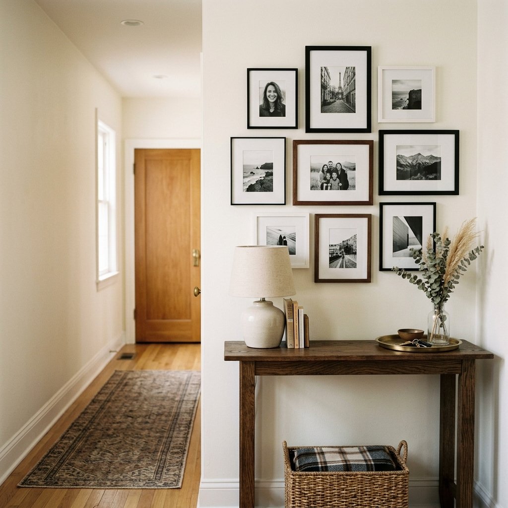 34 Flat Entrance Decor Ideas That Make Tiny Spaces Feel Huge 17 Gallery Wall Entryway Ideas