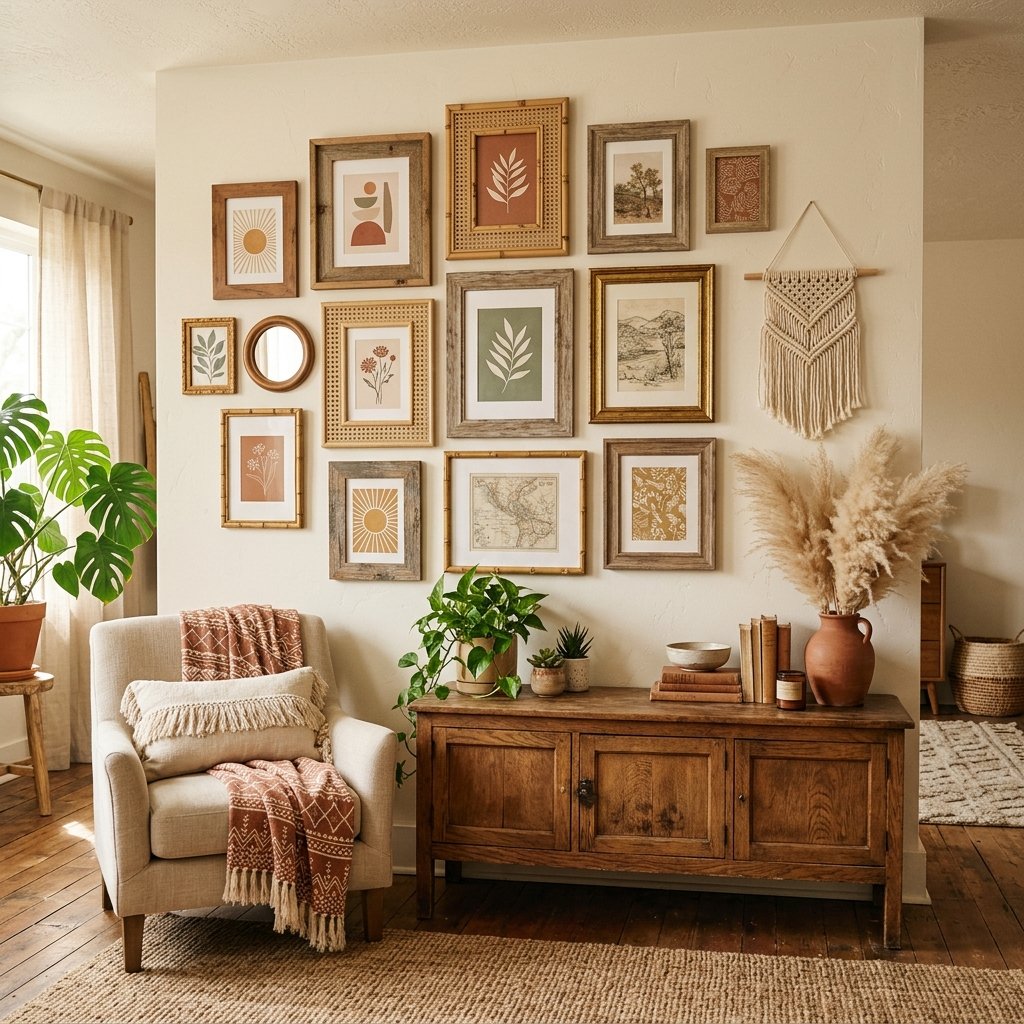 25 Dreamy Gallery Wall Decor Ideas to Save & Try Today 4 Boho Gallery Wall Ideas