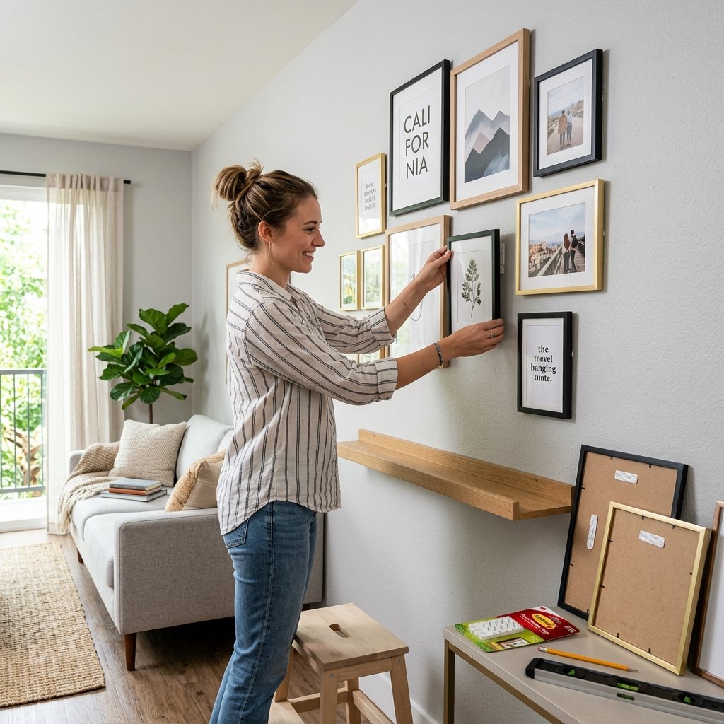 25 Dreamy Gallery Wall Decor Ideas to Save & Try Today 23 Command Strip Gallery Wall Ideas
