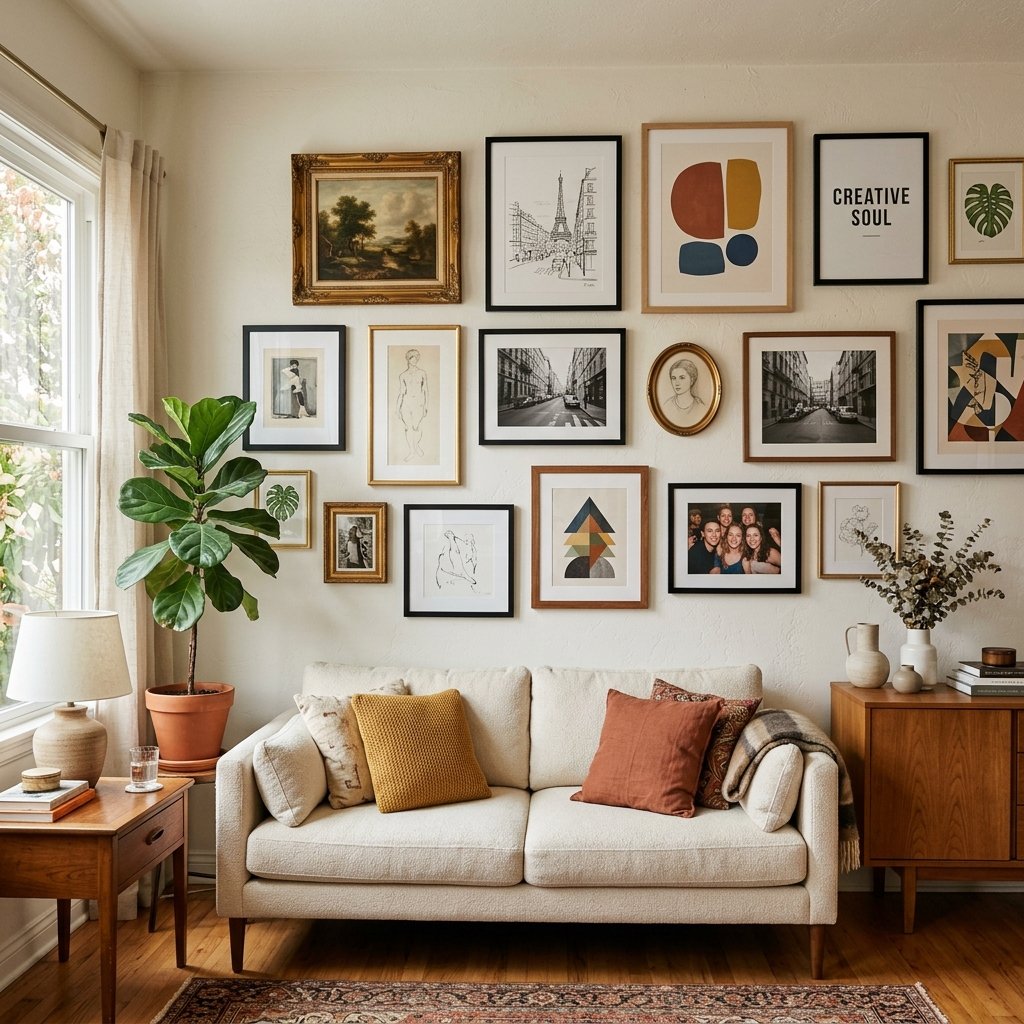 25 Dreamy Gallery Wall Decor Ideas to Save & Try Today 12 Mixed Frame Gallery Wall Ideas