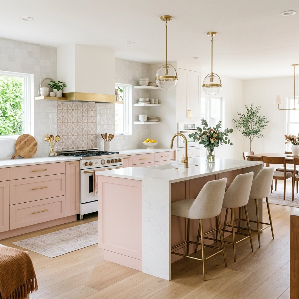 23 Modern Kitchen Color Combinations Ideas You'll Want to Pin Now 8 Soft Blush and White Kitchen Ideas