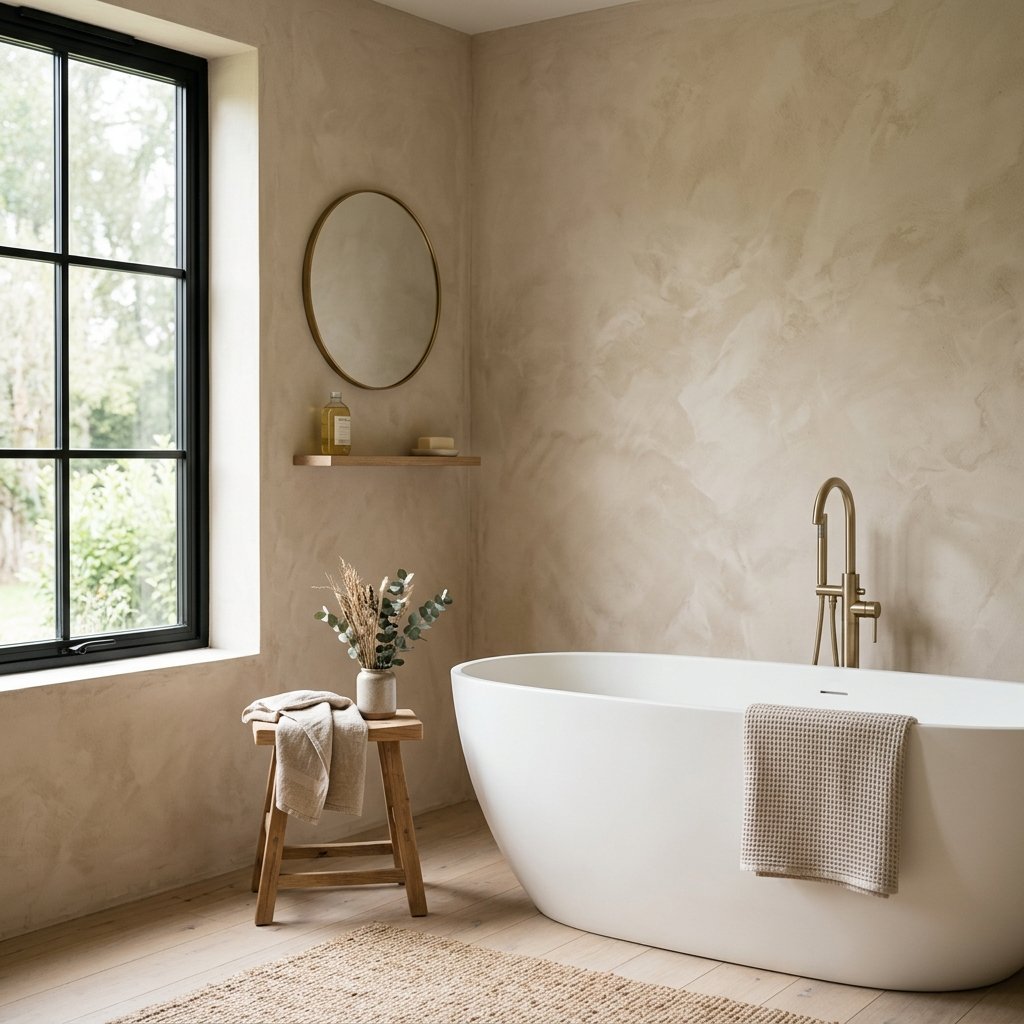 27 Wabi Sabi Bathroom Ideas That Feel Calm, Raw & Beautiful 3 Limewash Wall Finish Ideas