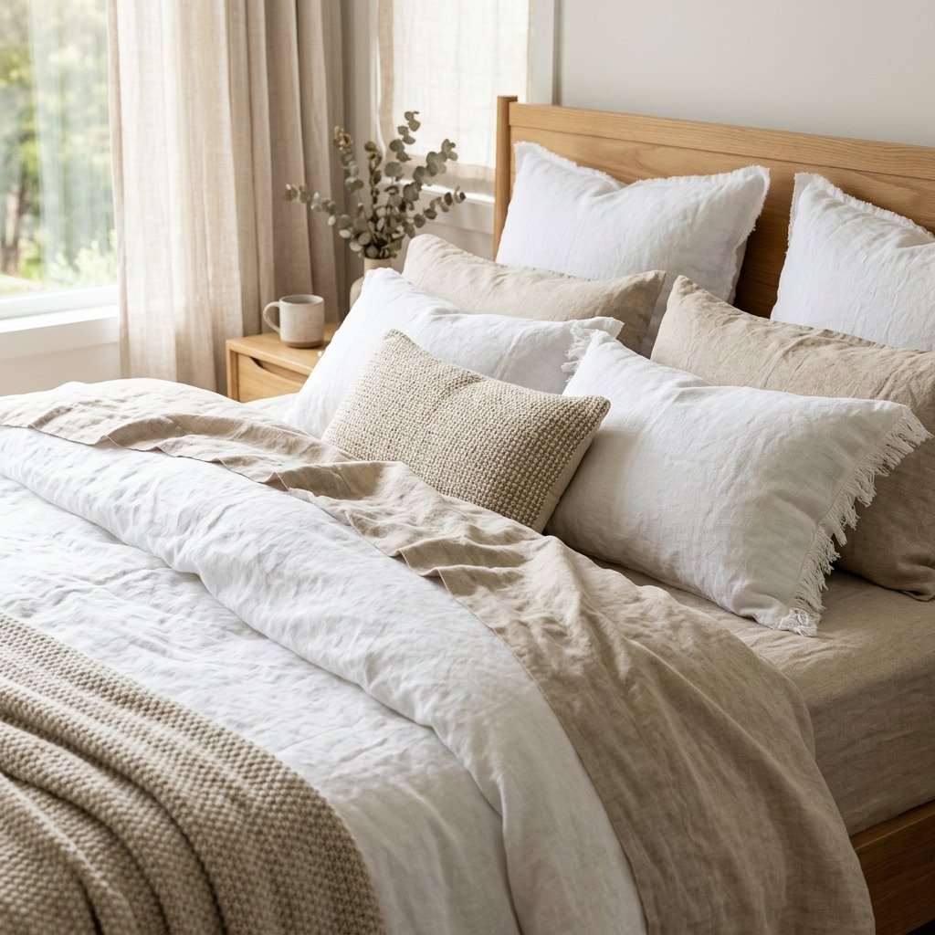 Linen Bedding Layering Idea