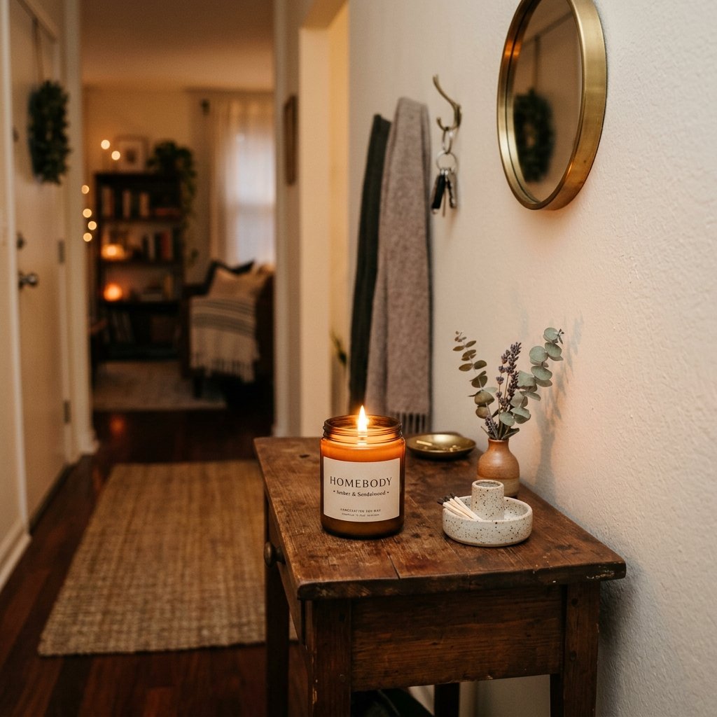 34 Flat Entrance Decor Ideas That Make Tiny Spaces Feel Huge 29 Entryway Candle and Scent Ideas