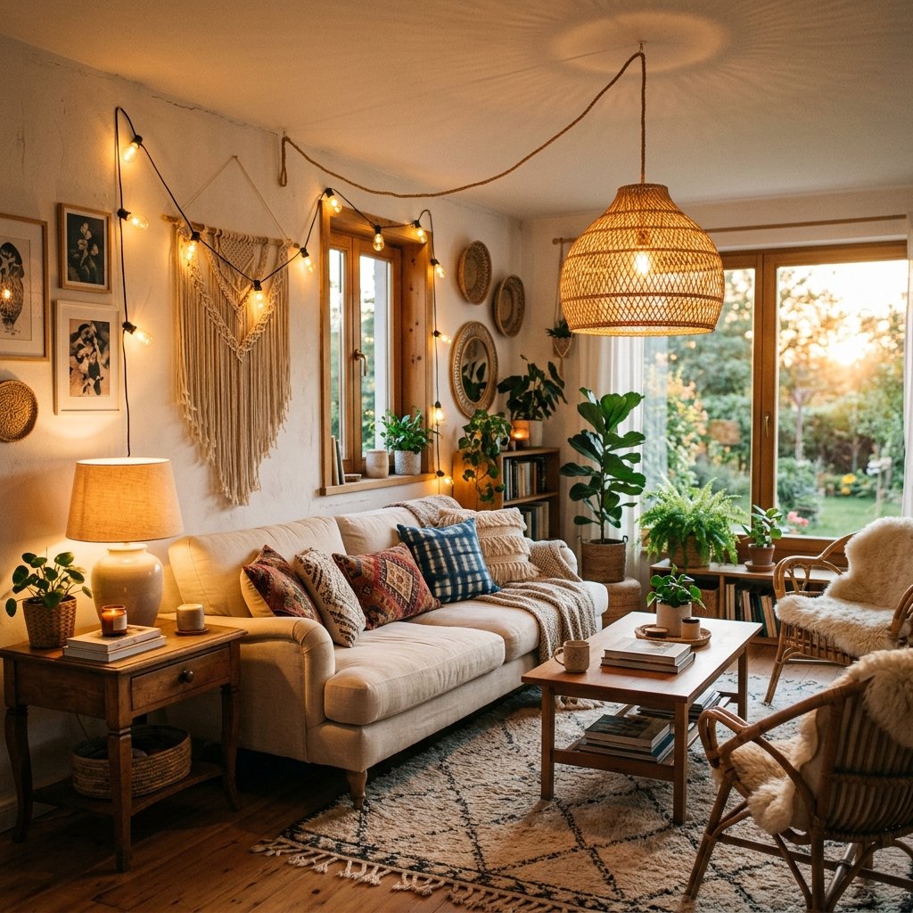 27 Dreamy Cozy Boho Living Room Ideas to Save & Try Today 15 Boho Lighting Ideas