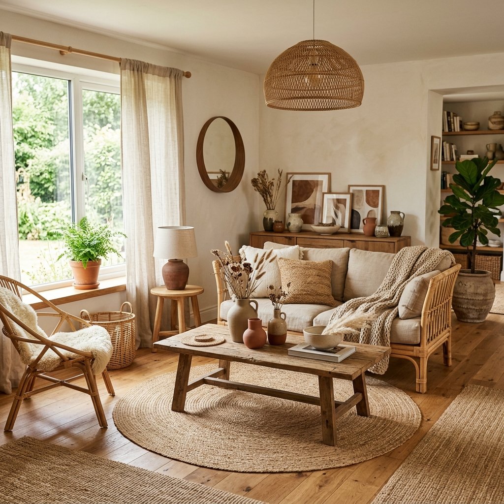 27 Dreamy Cozy Boho Living Room Ideas to Save & Try Today 23 Natural Material Decor Ideas