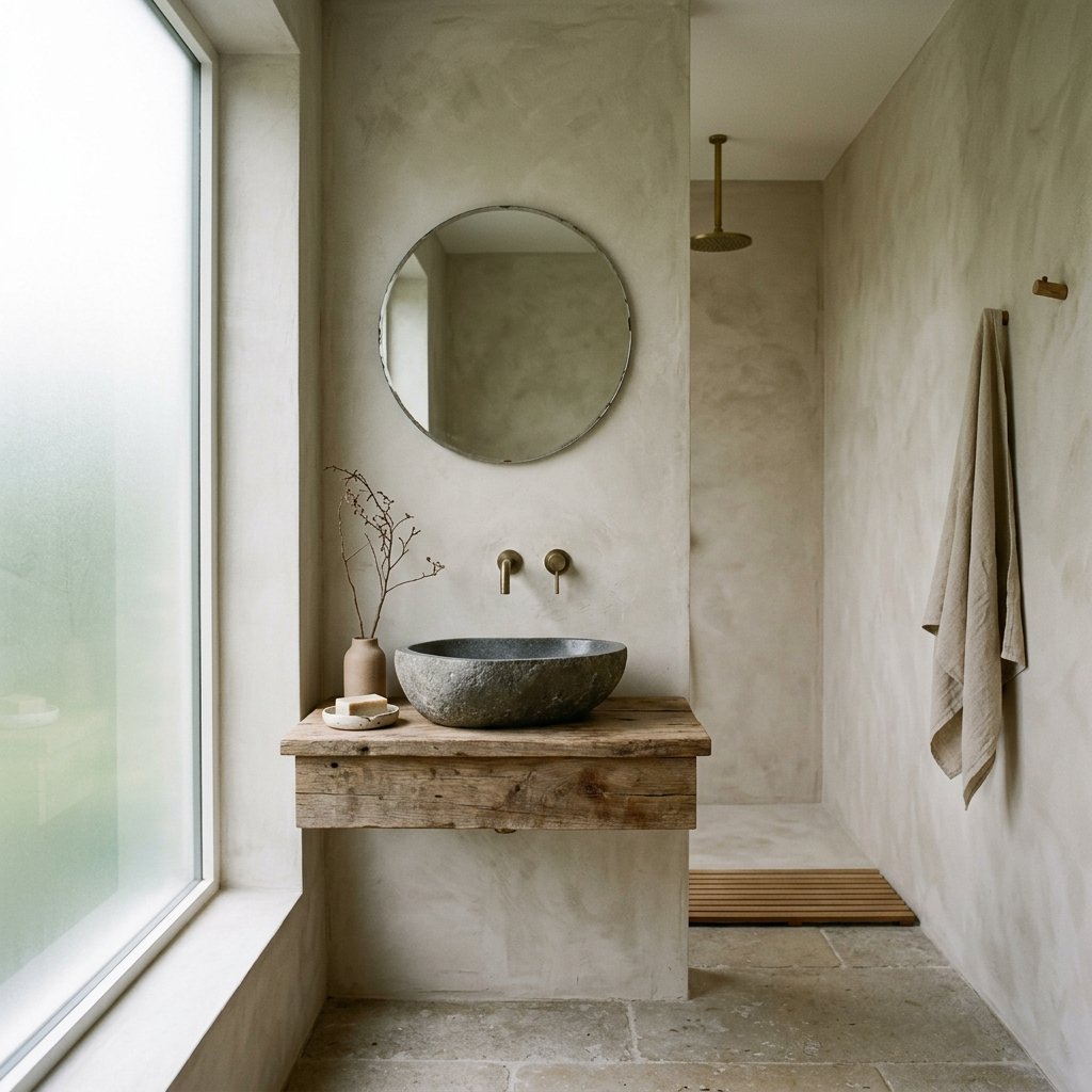 27 Wabi Sabi Bathroom Ideas That Feel Calm, Raw & Beautiful 14 Minimalist Wabi Sabi Ideas