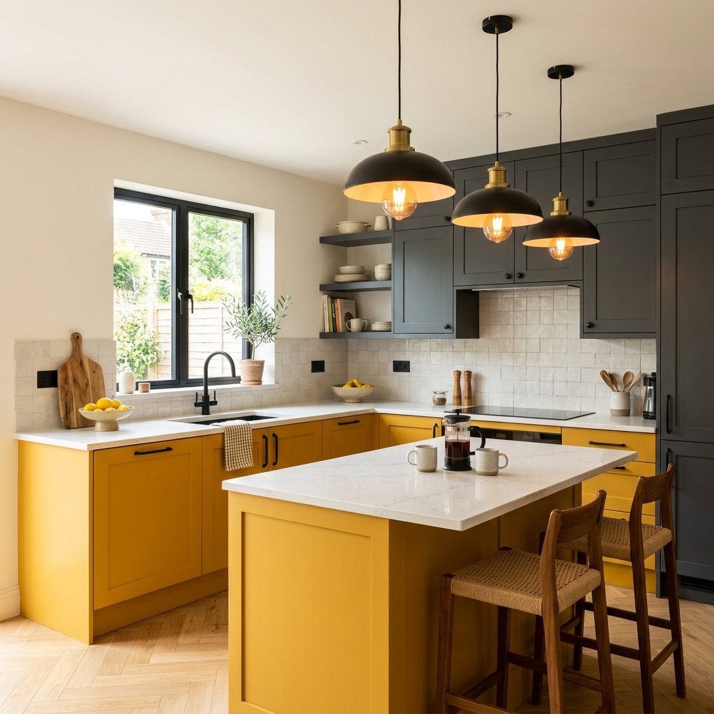 23 Modern Kitchen Color Combinations Ideas You'll Want to Pin Now 23 Mustard Yellow and Charcoal Kitchen Ideas