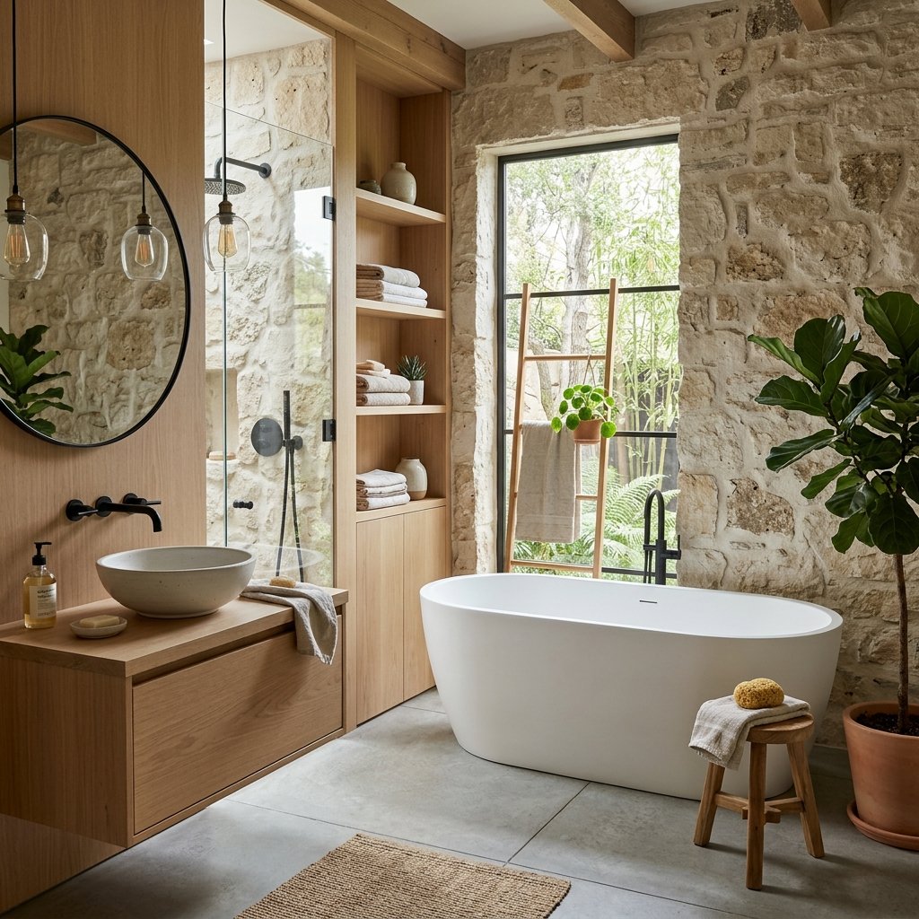 27 Wabi Sabi Bathroom Ideas That Feel Calm, Raw & Beautiful 10 Organic Modern Bathroom Ideas