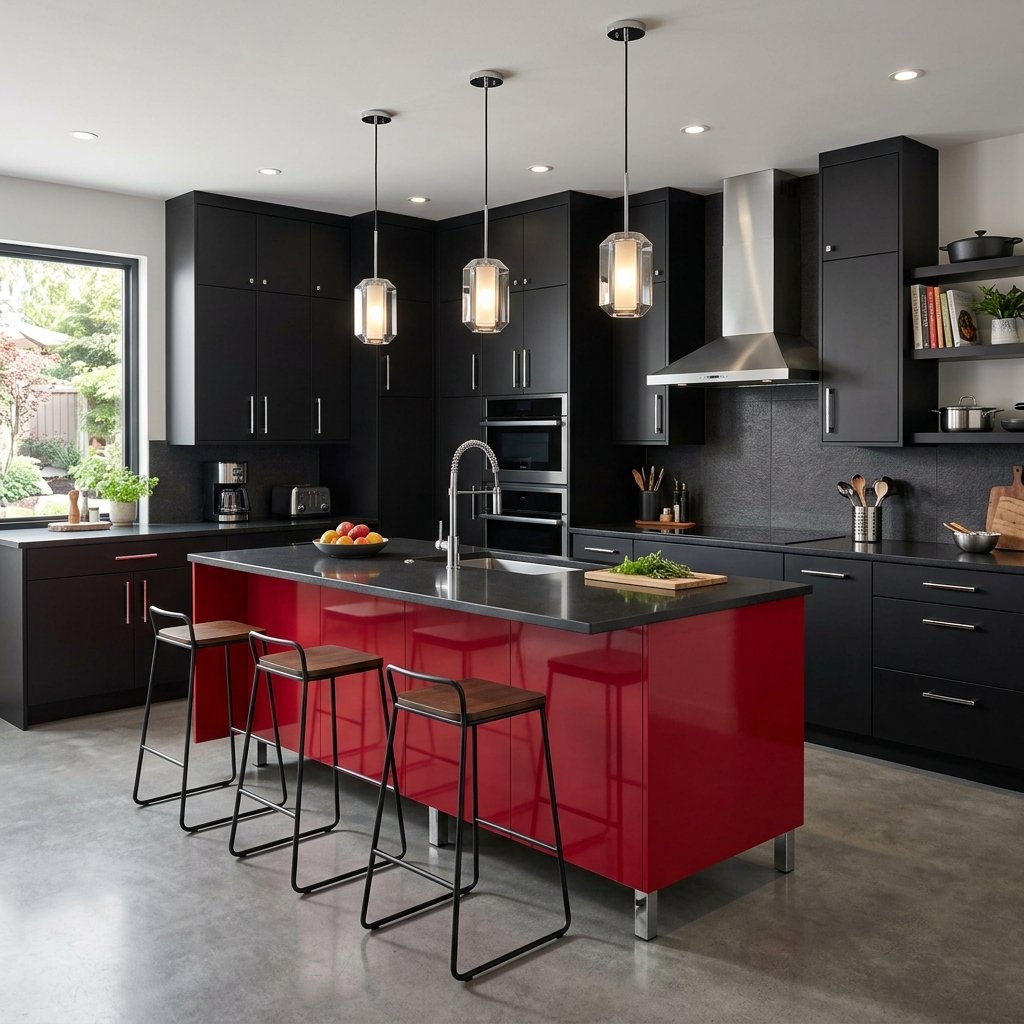 23 Modern Kitchen Color Combinations Ideas You'll Want to Pin Now 18 Bold Red and Black Kitchen Ideas